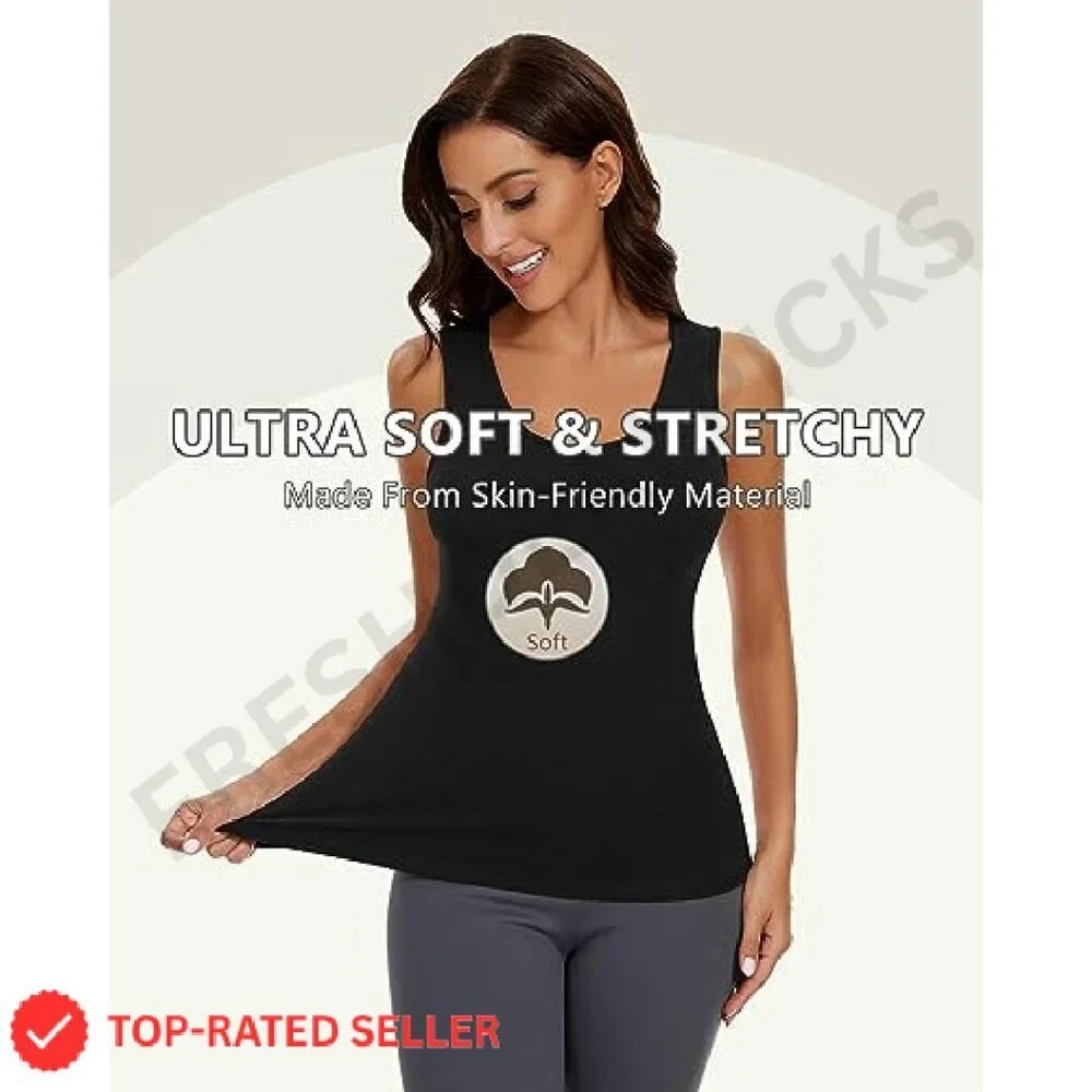 Fleece Lined Thermal Tank Top Sleeveless Warm Base Layer Chic Minimal